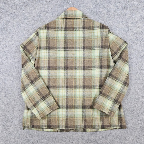 Evan Picone Women 14W Plaid Wool Blend Zip Front Jacket Blouse Shirt Shacket - Picture 10 of 10